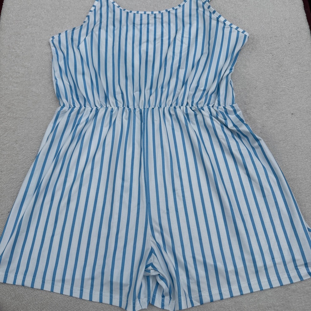 Striped Blue and White Romper